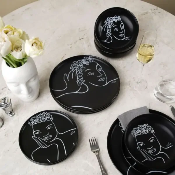 SIDE PLATE SET OF 4 \ Sketchbook Black